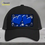 Blue White Owl Hearts Oil Rubbed Novelty License Plate Hat Mesh / Black