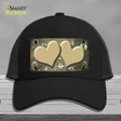 Gold White Owl Hearts Oil Rubbed Novelty License Plate Hat Mesh / Black