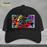 Black White Splatter Oil Rubbed Novelty License Plate Hat Mesh / Black