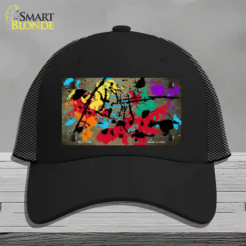 Gold Splatter Oil Rubbed Novelty License Plate Hat Mesh / Black