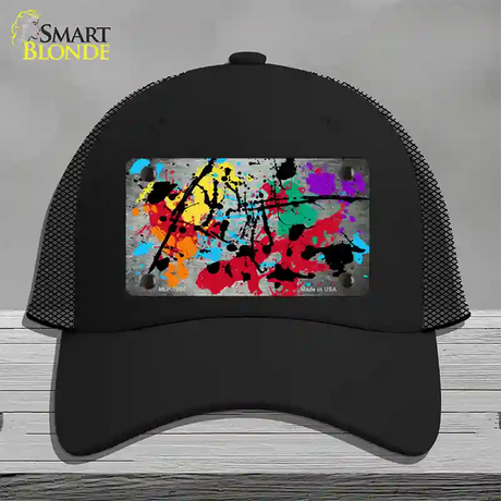 White Splatter Oil Rubbed Novelty License Plate Hat Mesh / Black