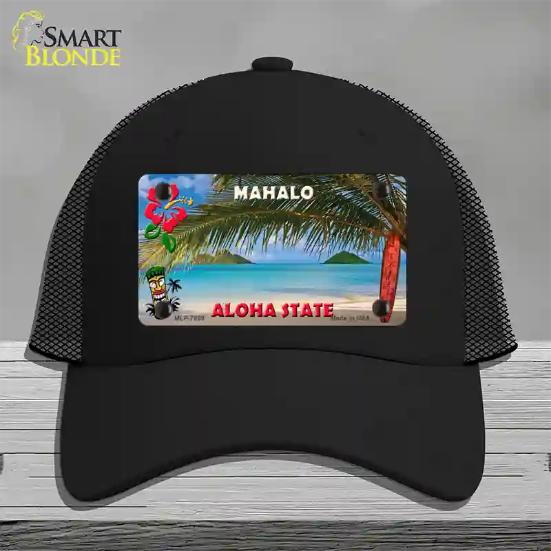 Blank Mahalo Hawaii State Novelty License Plate Hat Mesh / Black