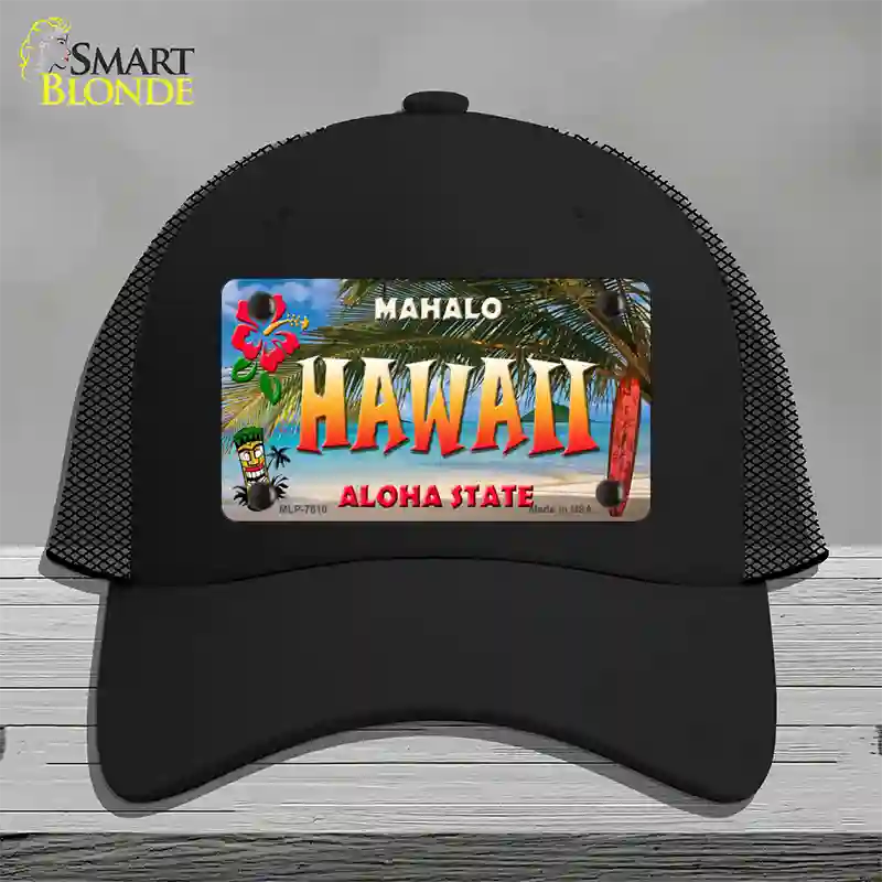 Hawaii State Novelty License Plate Hat Mesh / Black