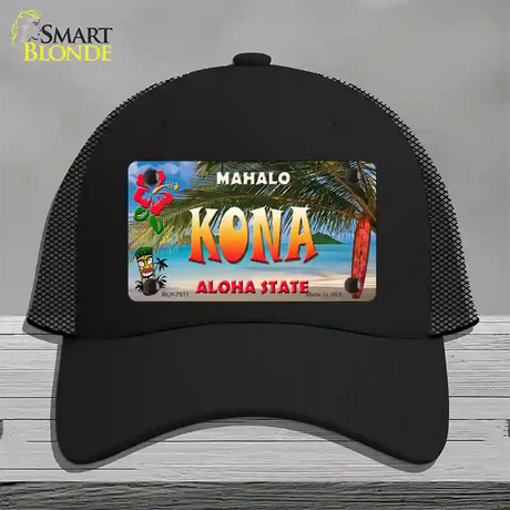 Kona Hawaii State Novelty License Plate Hat Mesh / Black