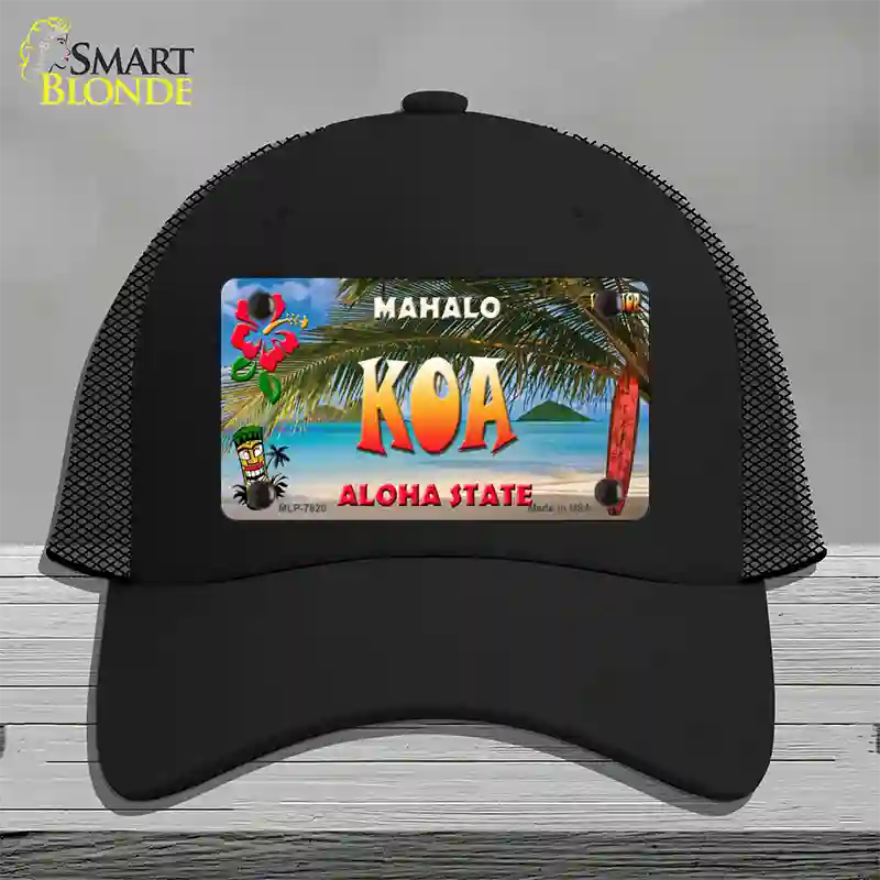 Koa Hawaii State Novelty License Plate Hat Mesh / Black