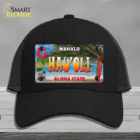 Hau oli Hawaii State Novelty License Plate Hat Mesh / Black