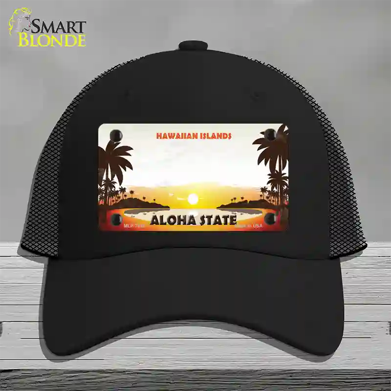 Hawaiian Islands Hawaii Blank State Novelty License Plate Hat Mesh / Black