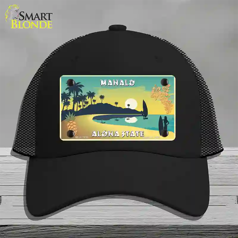 Mahalo Pineapple Hawaii Blank State Novelty License Plate Hat Mesh / Black