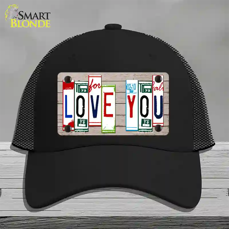 Love You License Plate Art Wood Novelty License Plate Hat Mesh / Black