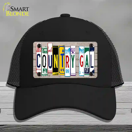 Country Gal Plate Art Novelty License Plate Hat Mesh / Black