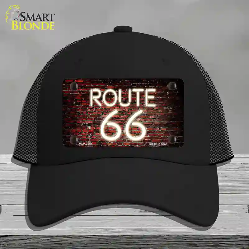 Route 66 Neon Brick Novelty License Plate Hat Mesh / Black