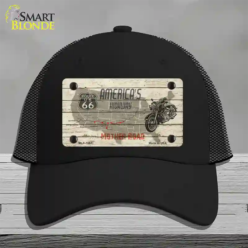 Americas Highway Route 66 Novelty License Plate Hat Mesh / Black