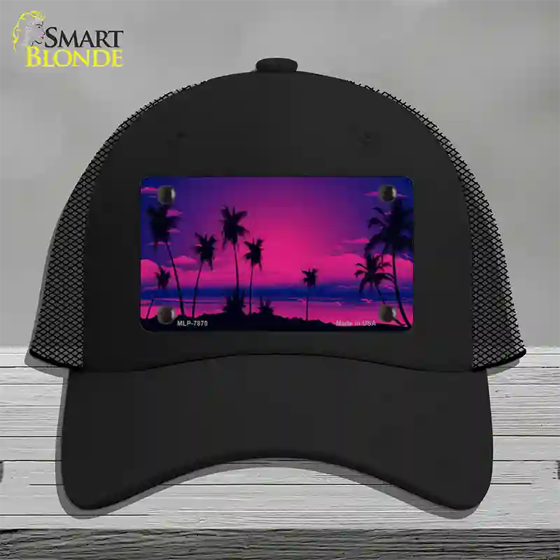 Sunset Pink Novelty License Plate Hat Mesh / Black