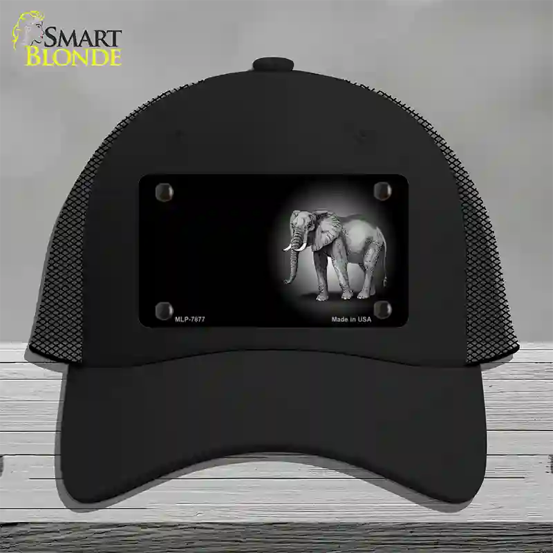 Elephants Offset Novelty License Plate Hat Mesh / Black