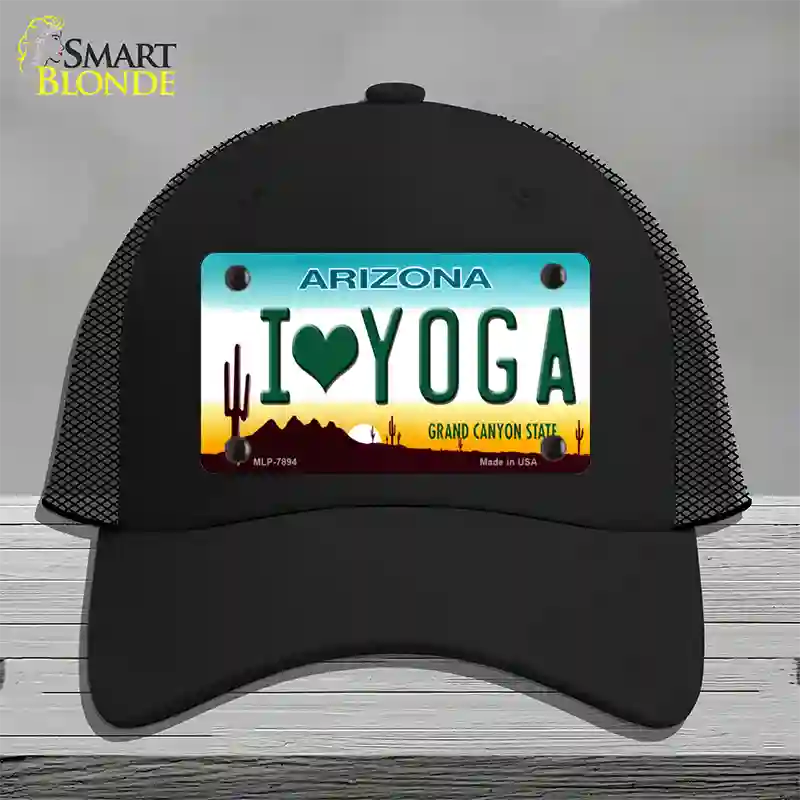 I Love Yoga Novelty License Plate Hat Mesh / Black