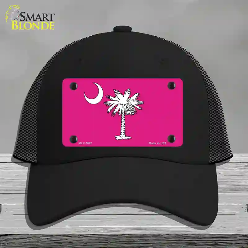 South Carolina Flag Pink Novelty License Plate Hat Mesh / Black