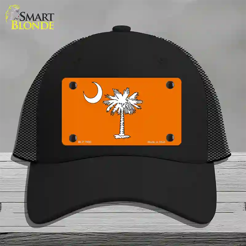 South Carolina Flag Orange Novelty License Plate Hat Mesh / Black