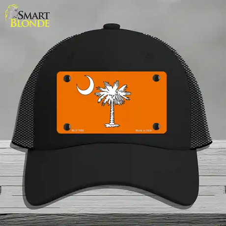 South Carolina Flag Orange Novelty License Plate Hat Mesh / Black