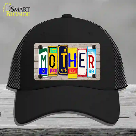 Mother Wood License Plate Art Novelty License Plate Hat Mesh / Black