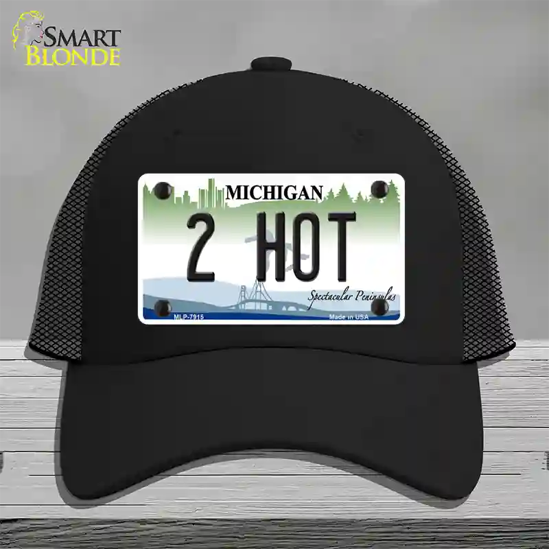 2 Hot Michigan Novelty License Plate Hat Mesh / Black