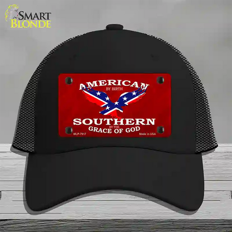 American By Birth Novelty License Plate Hat Mesh / Black