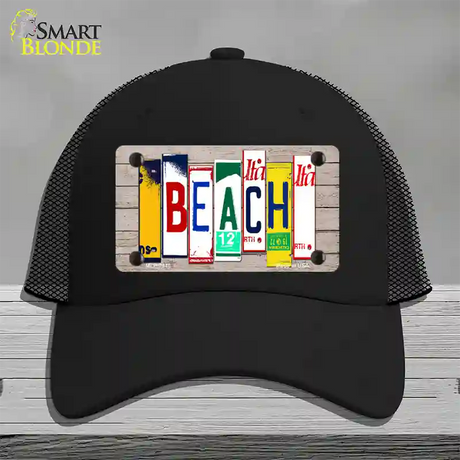 Beach Wood License Plate Art Novelty License Plate Hat Mesh / Black