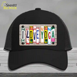 I Love Yoga Wood License Plate Art Novelty License Plate Hat Mesh / Black