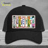 I Love Yoga Wood License Plate Art Novelty License Plate Hat Mesh / Black