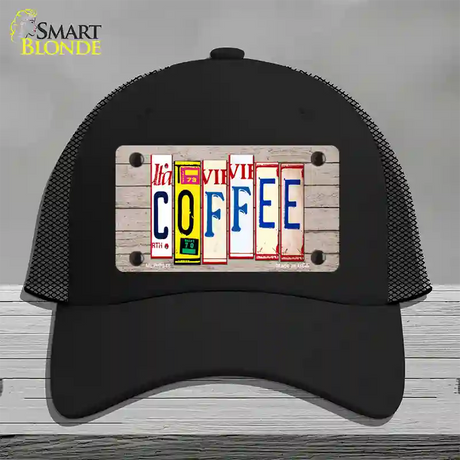 Coffee Wood License Plate Art Novelty License Plate Hat Mesh / Black