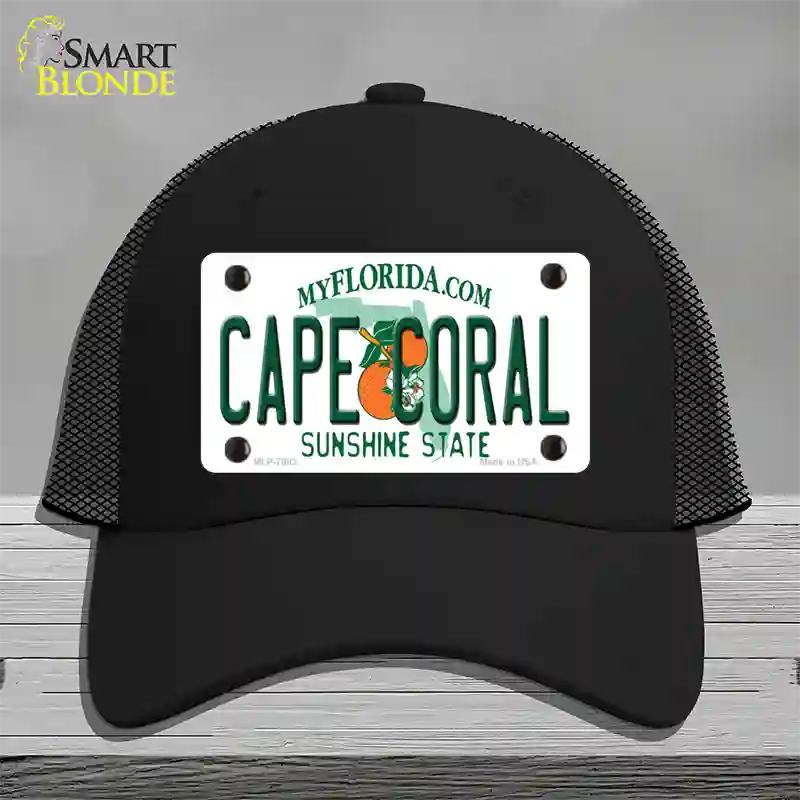 Cape Coral Florida Novelty License Plate Hat Mesh / Black