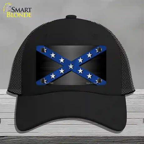 Confederate Stripes Blue Novelty License Plate Hat Mesh / Black