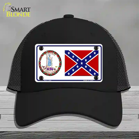 Confederate Flag Virginia Seal Novelty License Plate Hat Mesh / Black