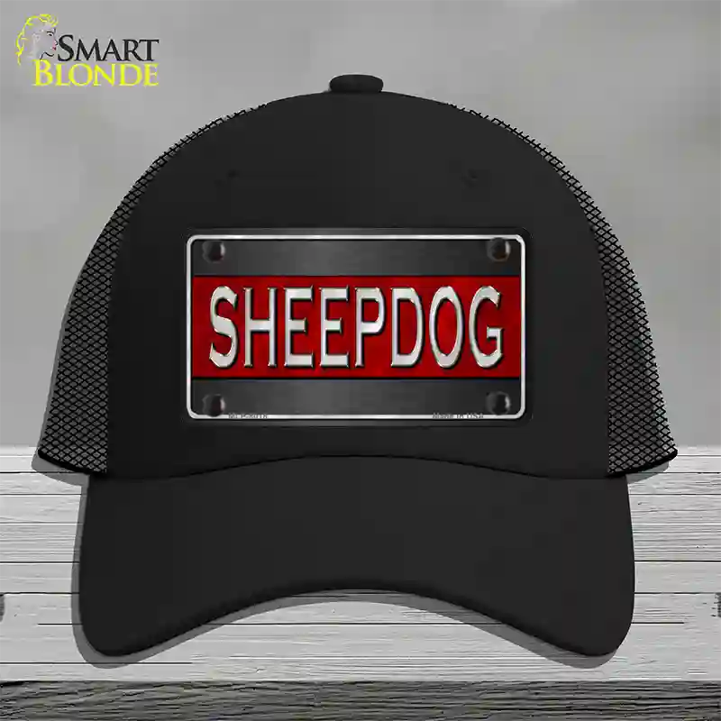 Sheepdog Thin Red Line Novelty License Plate Hat Mesh / Black