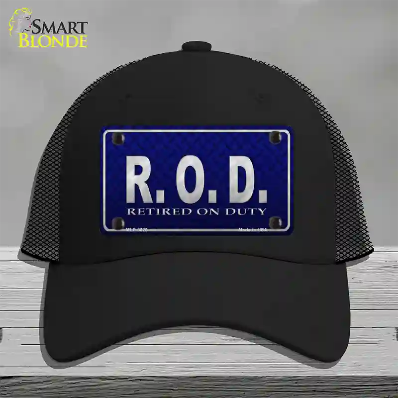 Retired On Duty Novelty License Plate Hat Mesh / Black