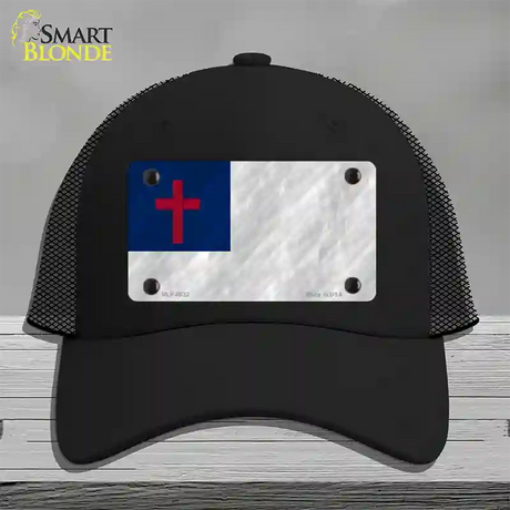 Christian Flag Novelty License Plate Hat Mesh / Black