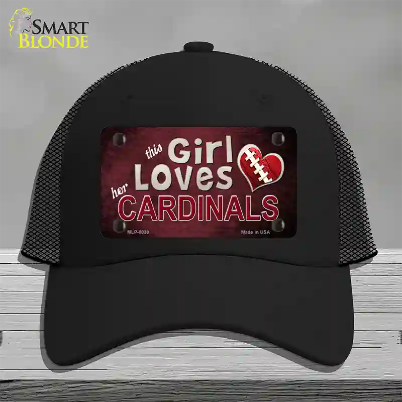 This Girl Loves Her Cardinals Novelty License Plate Hat Mesh / Black