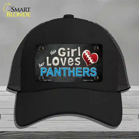 This Girl Loves Her Panthers Novelty License Plate Hat Mesh / Black