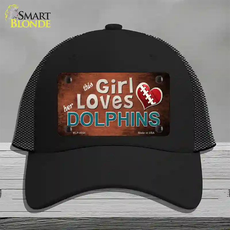 This Girl Loves Her Dolphins Novelty License Plate Hat Mesh / Black