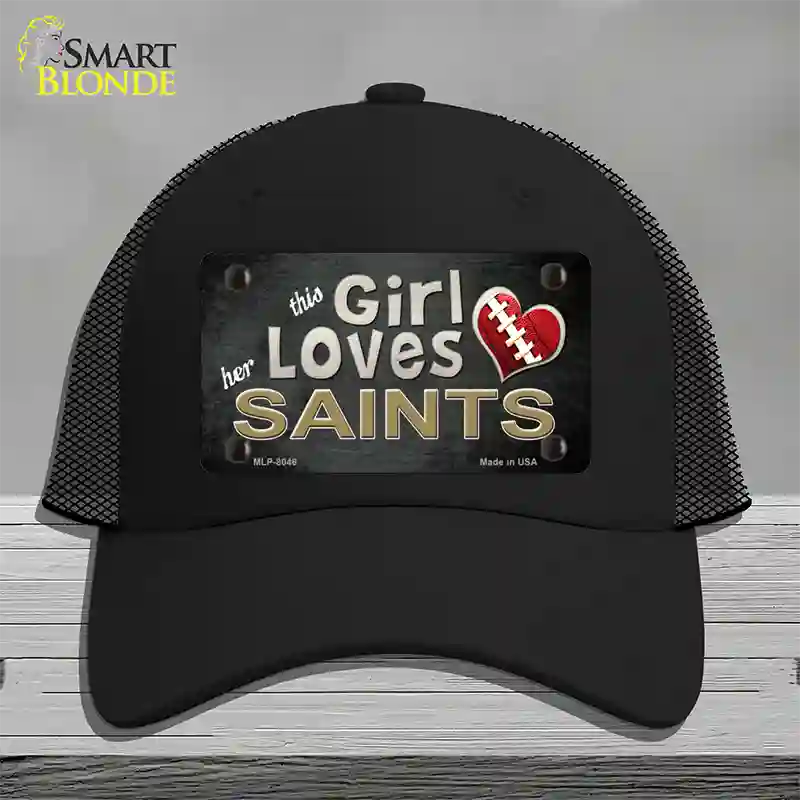 This Girl Loves Her Saints Novelty License Plate Hat Mesh / Black