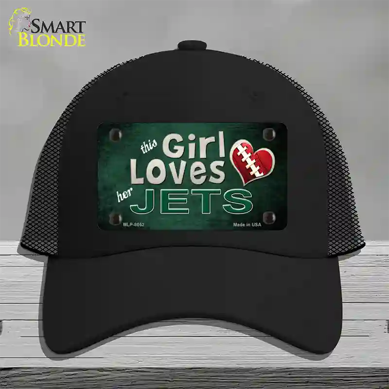 This Girl Loves Her Jets Novelty License Plate Hat Mesh / Black