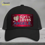 This Girl Loves Her Angels Novelty License Plate Hat Mesh / Black