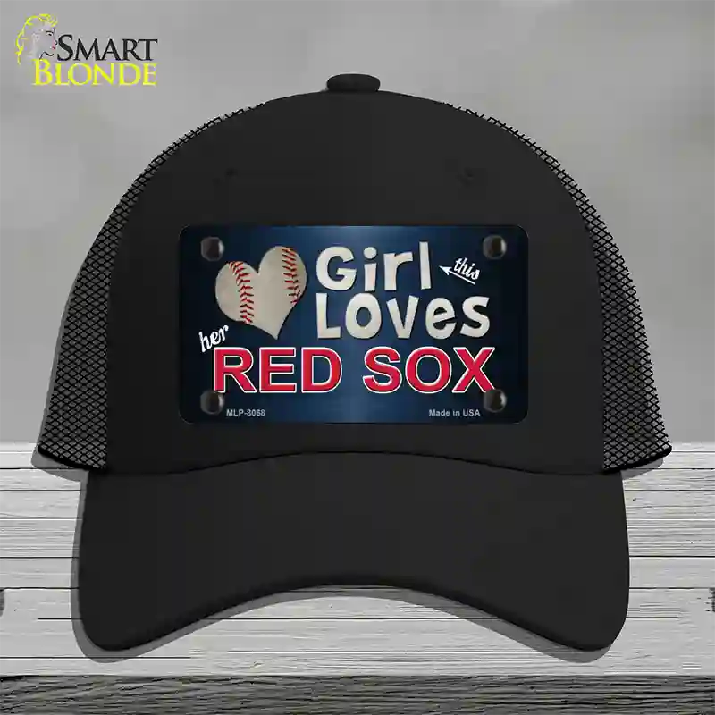 This Girl Loves Her Red Sox Novelty License Plate Hat Mesh / Black