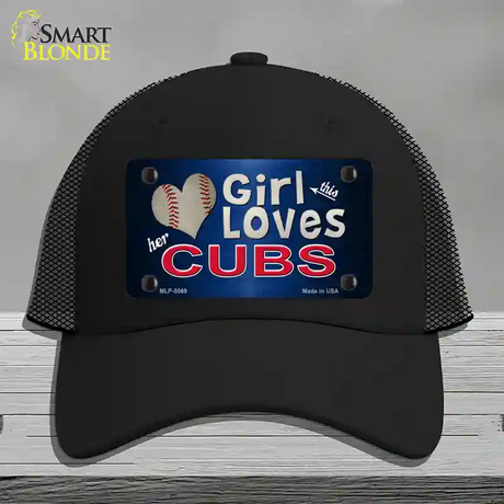 This Girl Loves Her Cubs Novelty License Plate Hat Mesh / Black