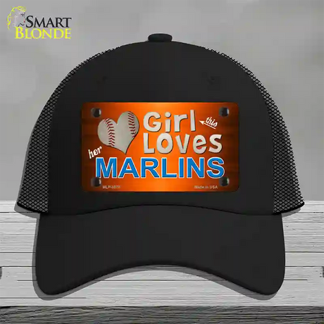 This Girl Loves Her Marlins Novelty License Plate Hat Mesh / Black