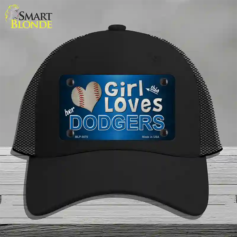 This Girl Loves Her Dodgers Novelty License Plate Hat Mesh / Black