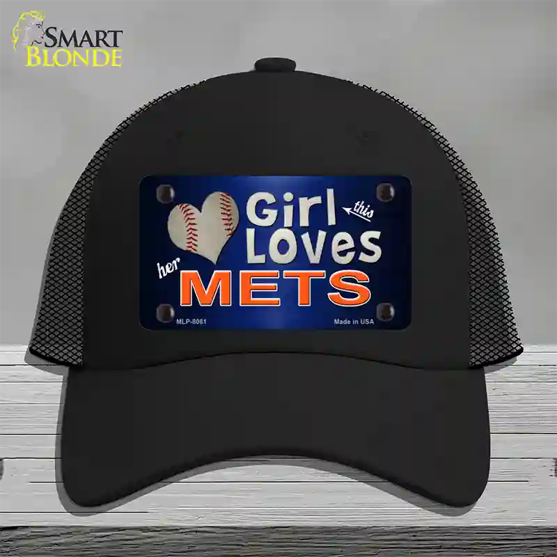 This Girl Loves Her Mets Novelty License Plate Hat Mesh / Black