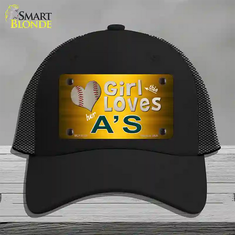 This Girl Loves Her Athletics Novelty License Plate Hat Mesh / Black