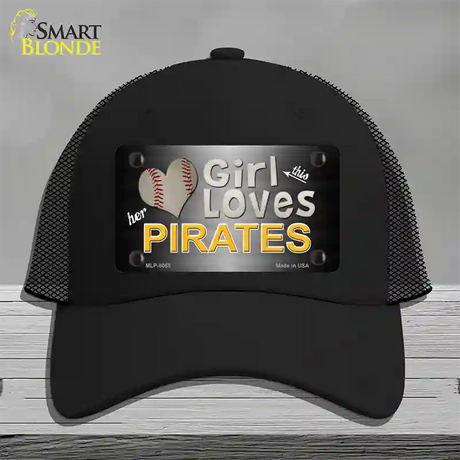 This Girl Loves Her Pirates Novelty License Plate Hat Mesh / Black