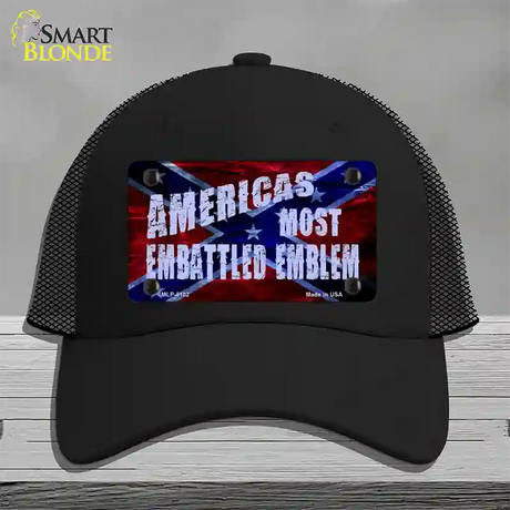 Americas Most Embattled Emblem Novelty License Plate Hat Mesh / Black