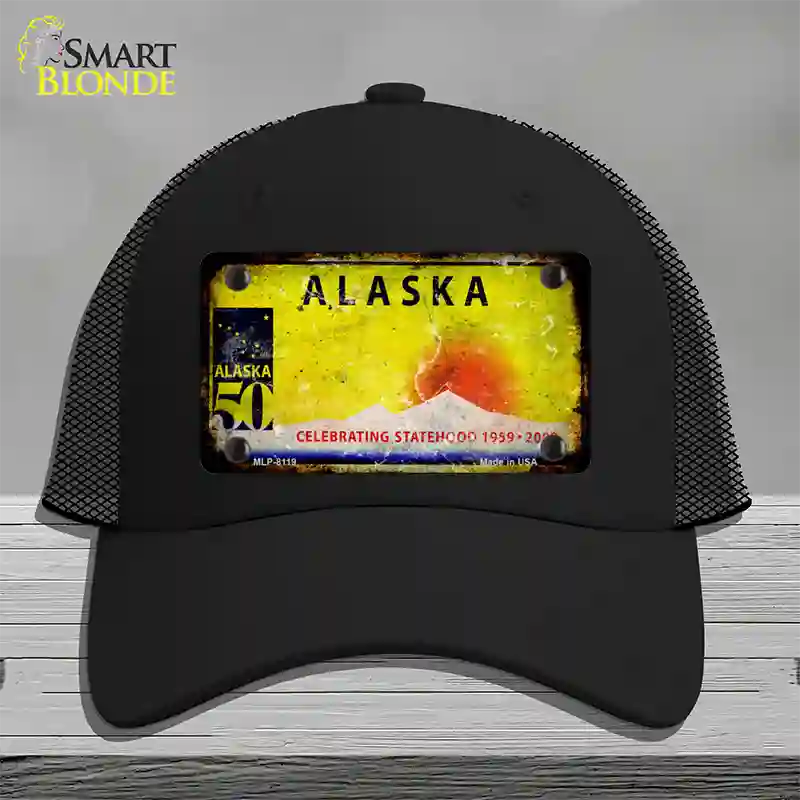 Alaska Rusty Blank Novelty License Plate Hat Black Mesh